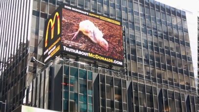 Millions Seeing Misery Behind McDonald’s Menu in Times Square Ad